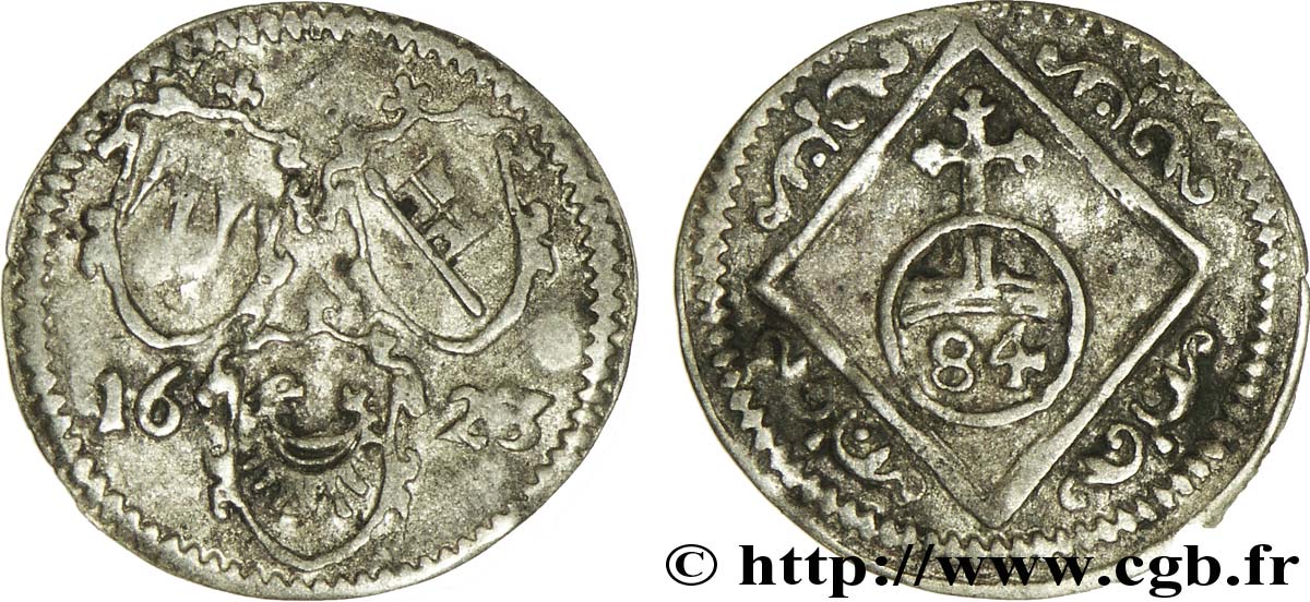 ALEMANIA - WURZBURGO (OBISPADO DE) 1 Körtling (1/84 Gulden) Evêché de Wurtzbourg : 3 écus / St Killian 1623  MBC 