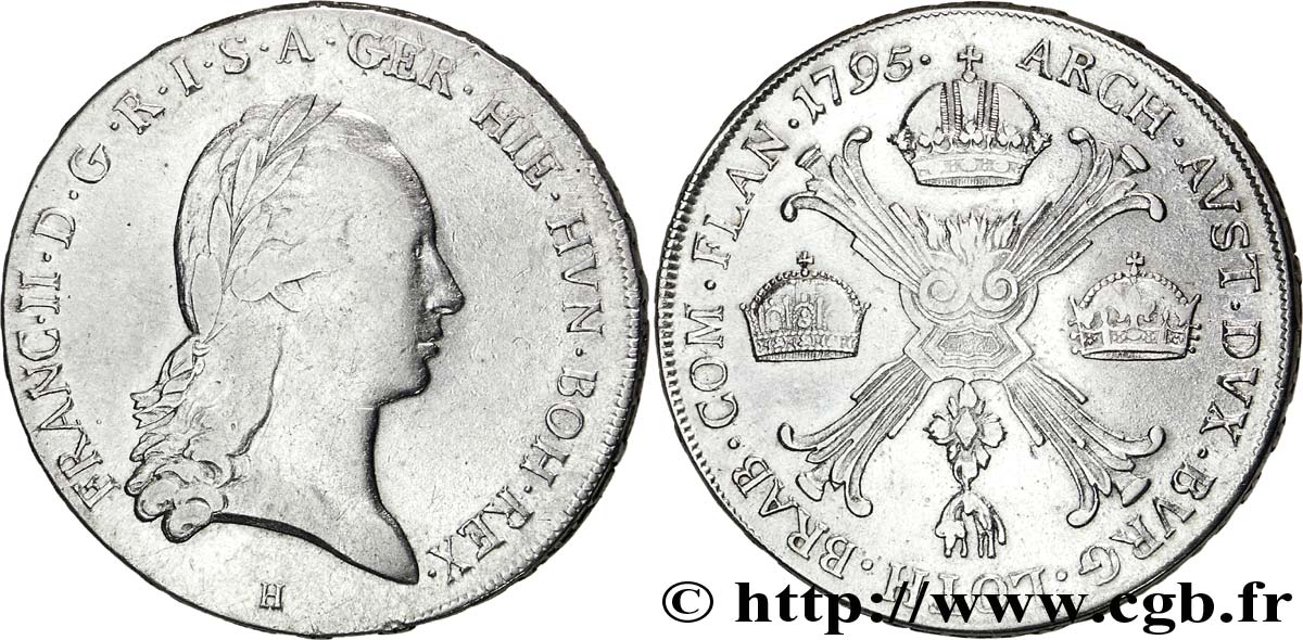 BÉLGICA - PAíSES BAJOS AUSTRíACOS 1 Kronenthaler Pays-Bas Autrichiens François II / armes 1795 Günzburg - H BC+ 