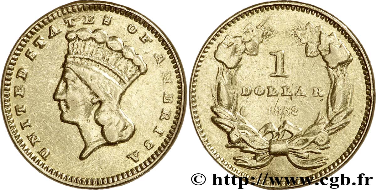 UNITED STATES OF AMERICA 1 Dollar tête d’indien type tête large 1862 Philadelphie VF 