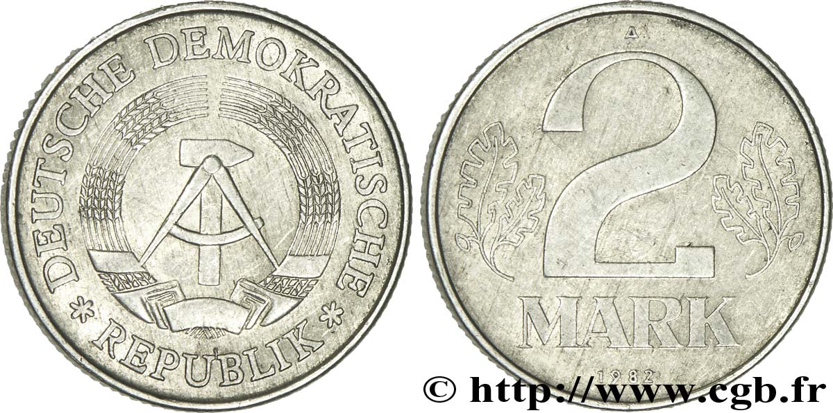 REPúBLICA DEMOCRáTICA ALEMANA 2 Mark emblème de la RDA 1982 Berlin EBC 