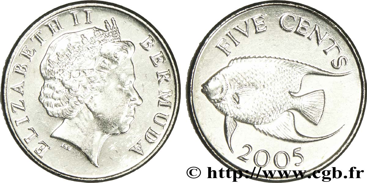 BERMUDAS 5 Cents Elisabeth II / poisson 2005  EBC 