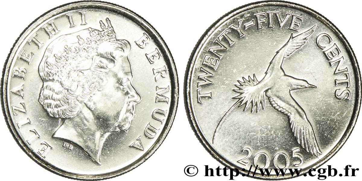 BERMUDA 25 Cents Elisabeth II / oiseau tropical 2005  MS 