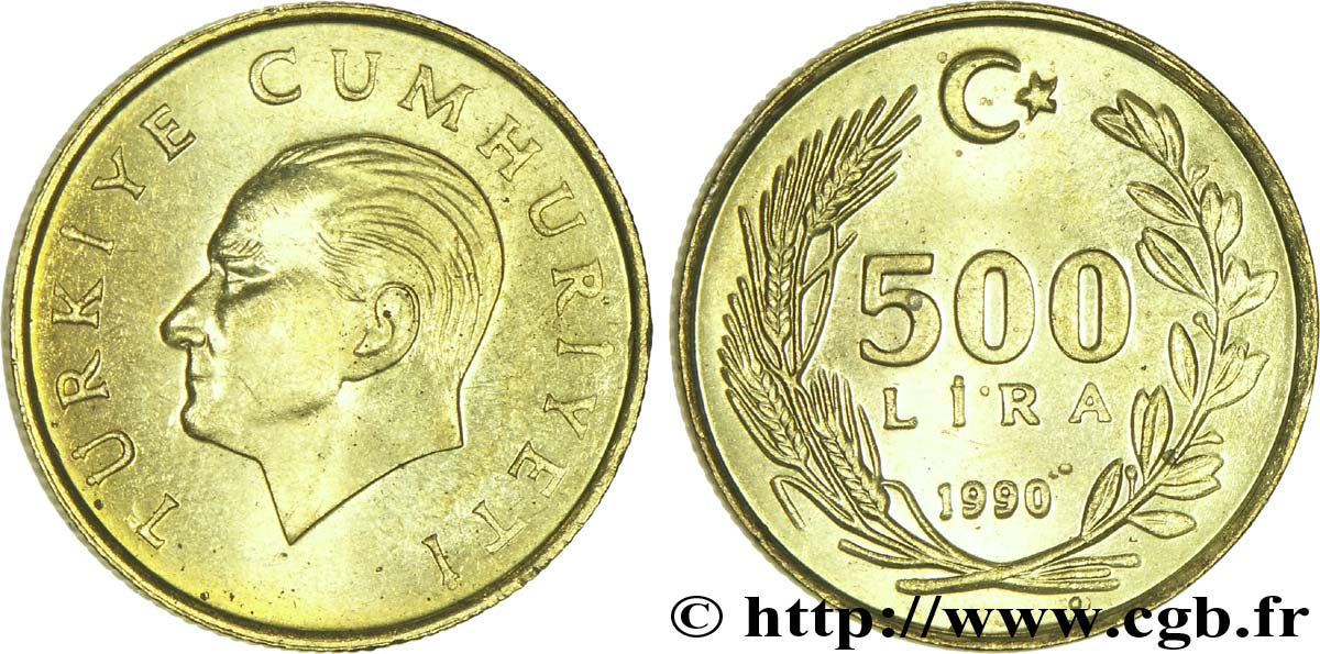 TURCHIA 500 Lira Kemal Ataturk 1990  MS 