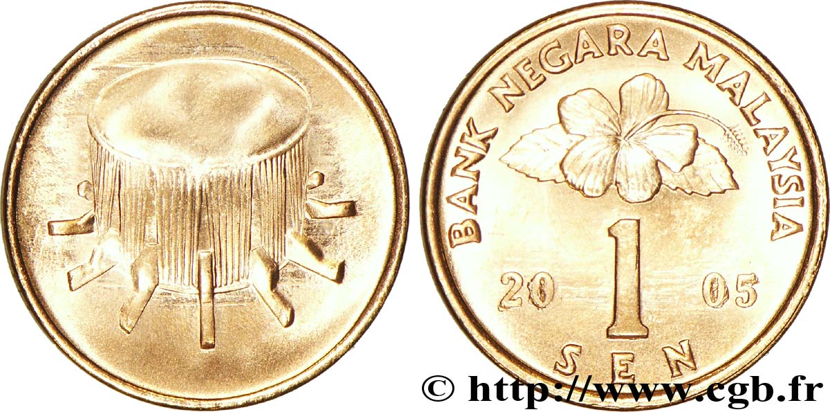 MALAYSIA 1 Sen fleur / tambour 2005  MS 