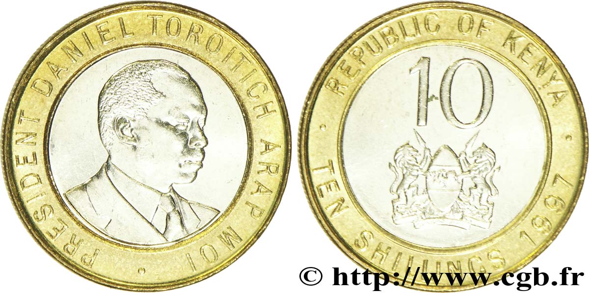 KENIA 10 Shillings Président Daniel Arap Moi 1997  fST 