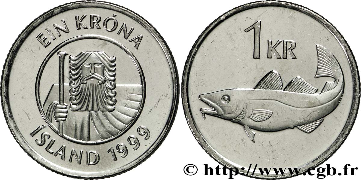 ISLAND 1 Krona morue 1999  fST 