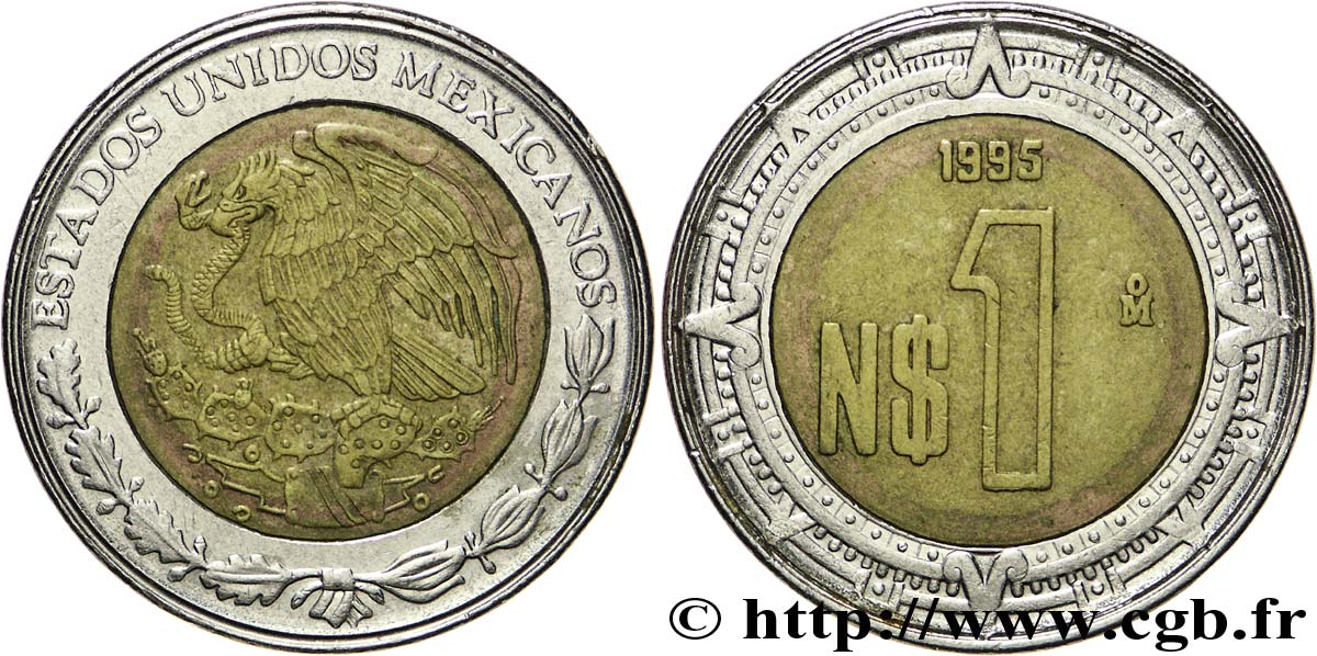 MEXICO 1 Nuevo Peso aigle 1995 Mexico AU 