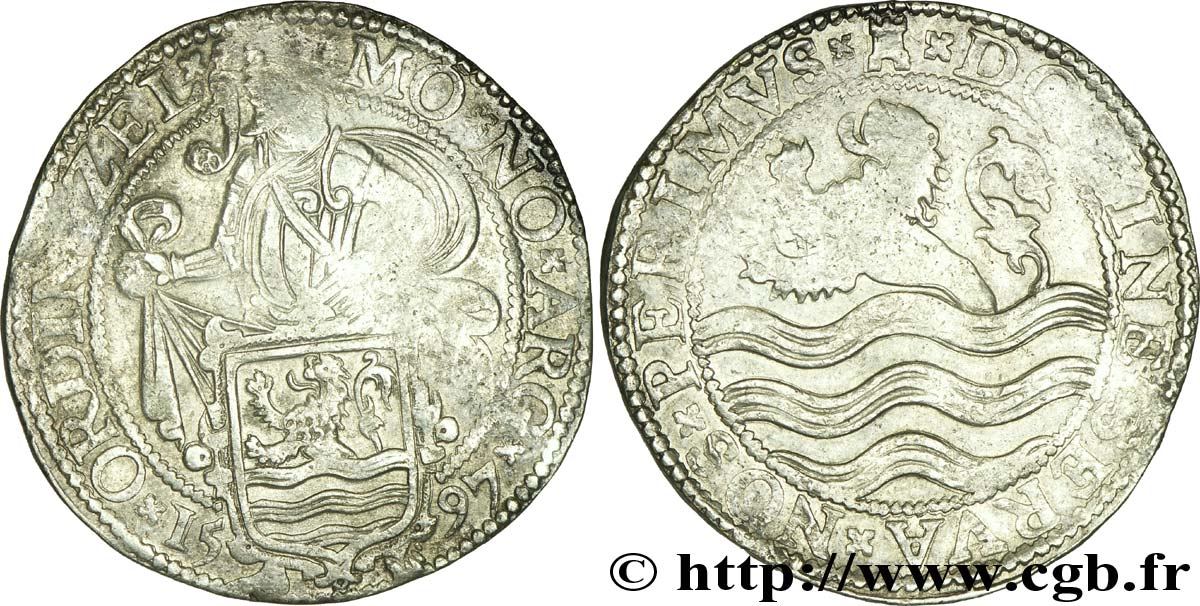 PAESI BASSI - PROVINCE UNITE 1 Daldre ou écu au lion Provinces Unies, Zélande 1597 Middelbourg q.BB 