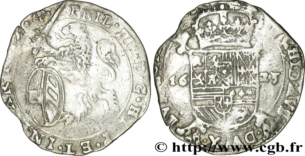 BELGIUM - SPANISH NETHERLANDS 1 Escalin Pays-Bas Espagnols - Comté de Flandre - Philippe IV 1623 Bruges VF 