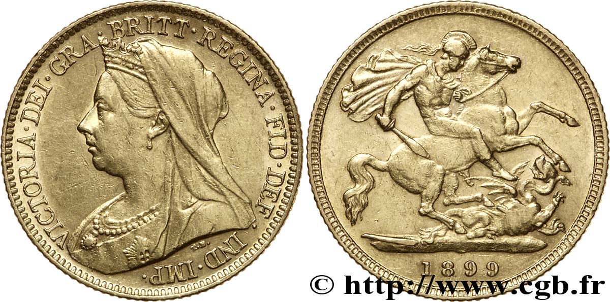 ROYAUME-UNI 1/2 Souverain Victoria / St Georges terrassant le dragon 1899 Londres SUP 