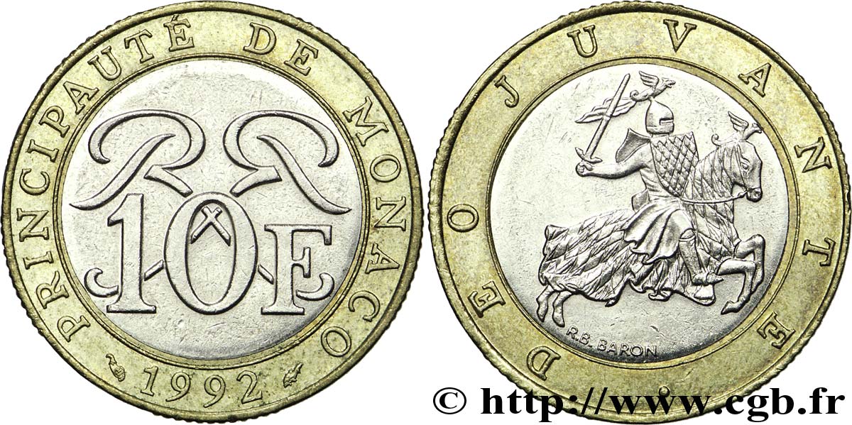 MONACO 10 Francs Rainier III 1992 Paris SPL 
