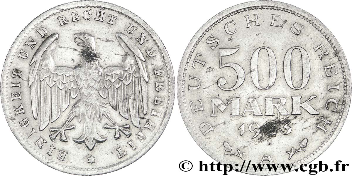 GERMANY 500 Mark aigle 1923 Berlin AU 