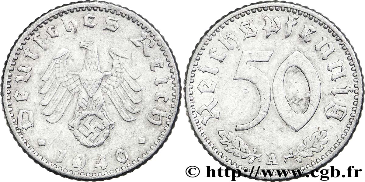 GERMANY 50 Reichspfennig 1940 Berlin VF 