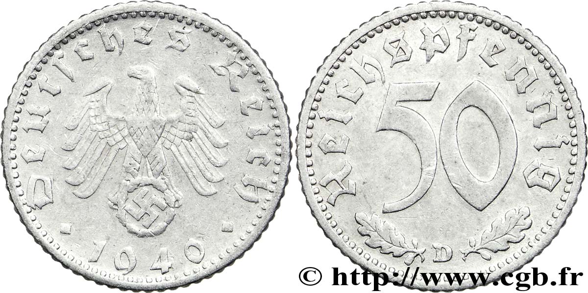DEUTSCHLAND 50 Reichspfennig 1940 Munich - D SS 
