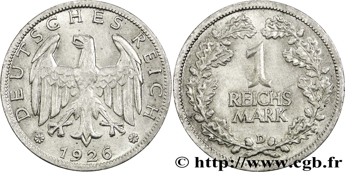 ALEMANIA 1 Reichsmark aigle héraldique 1926 Munich - D EBC 