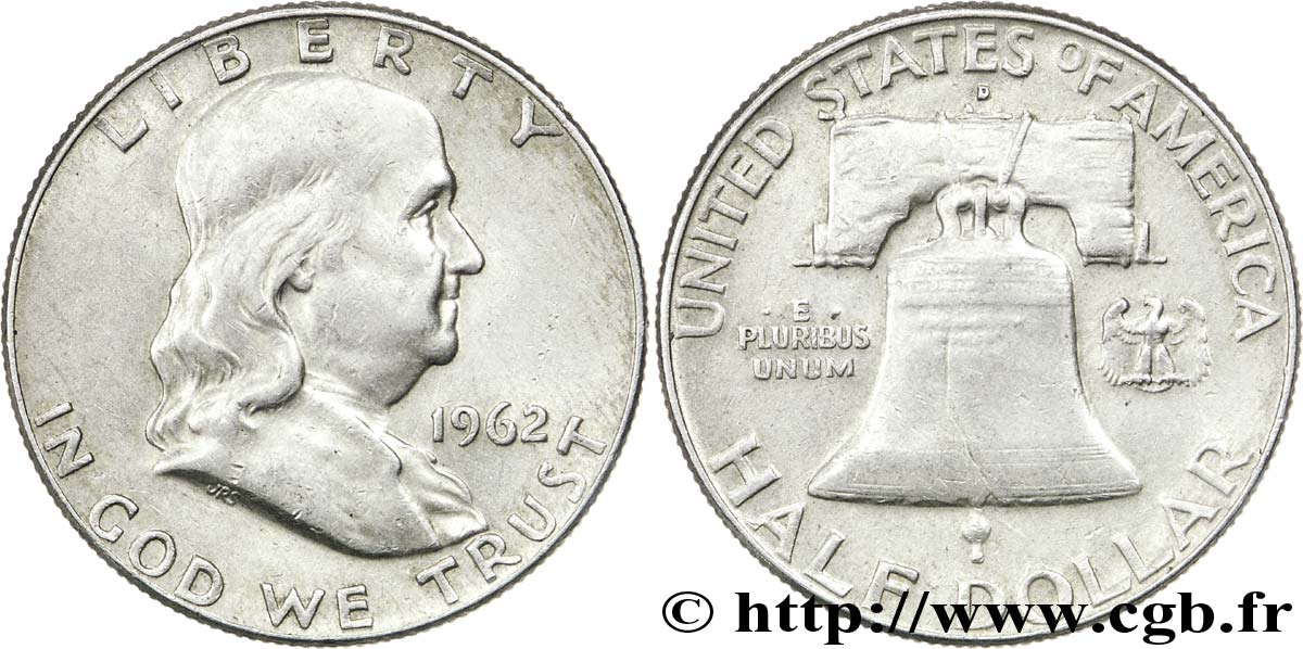 VEREINIGTE STAATEN VON AMERIKA 1/2 Dollar Benjamin Franklin 1962 Denver SS 