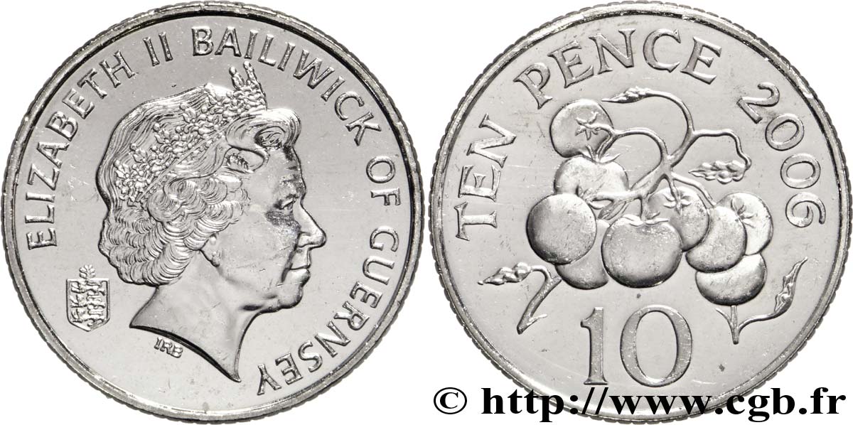 GUERNSEY 10 Pence Elisabeth II / plant de tomates 2006  fST 