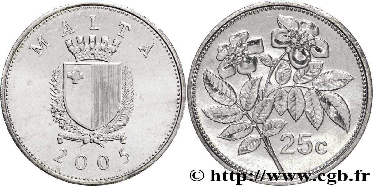 MALTA 25 Cents emblème / fleur 2005  MS 