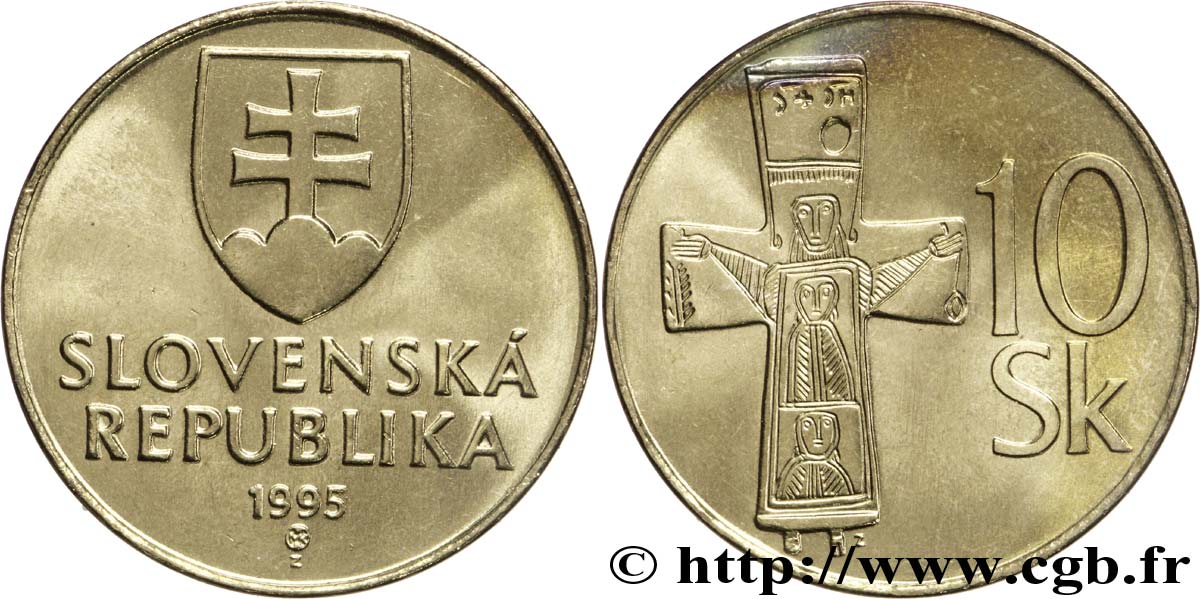 ESLOVAQUIA 10 Koruna croix du 11e siècle 1995  SC 