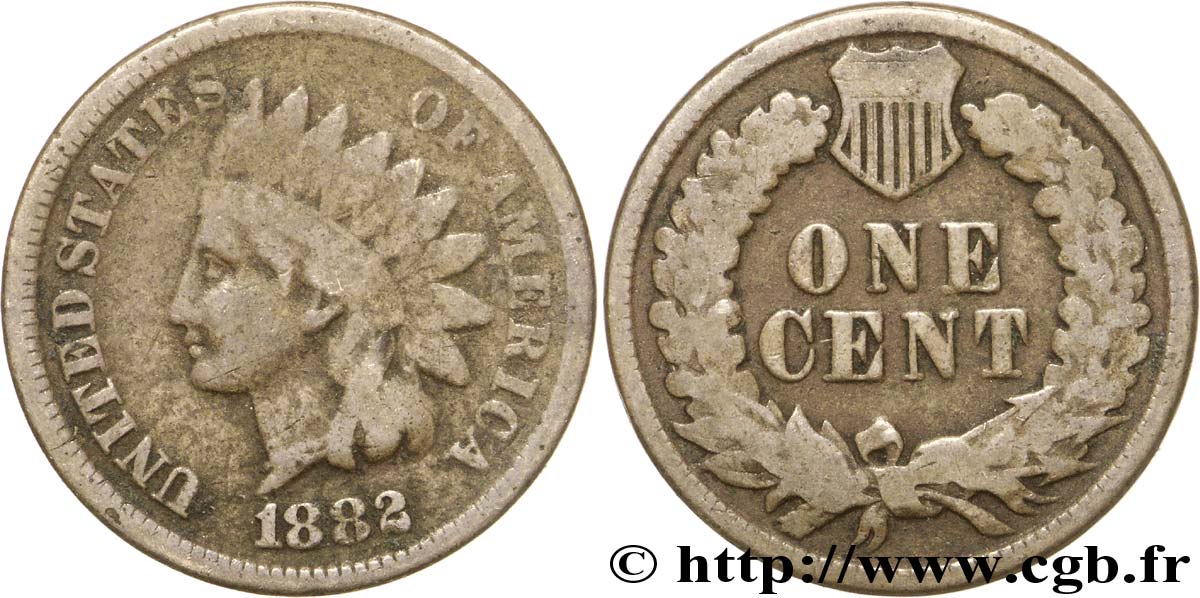 VEREINIGTE STAATEN VON AMERIKA 1 Cent tête d’indien, 3e type 1882  S 