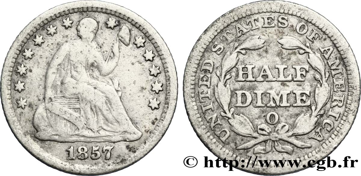 UNITED STATES OF AMERICA 1/2 Dime Liberté assise 1857 Nouvelle-Orléans - O VF 