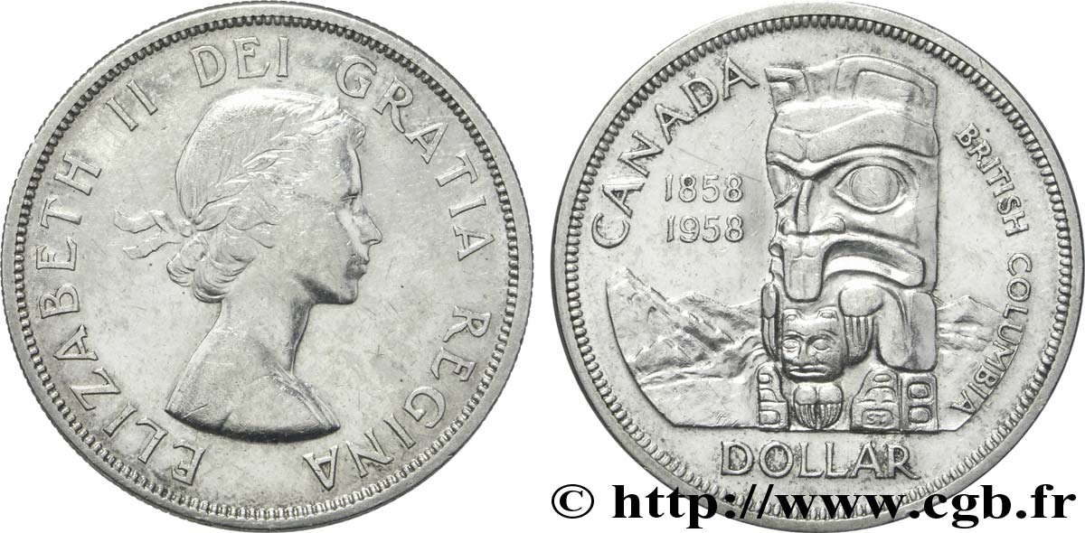 CANADA 1 Dollar Elisabeth II / Colombie Britannique 1958  BB 