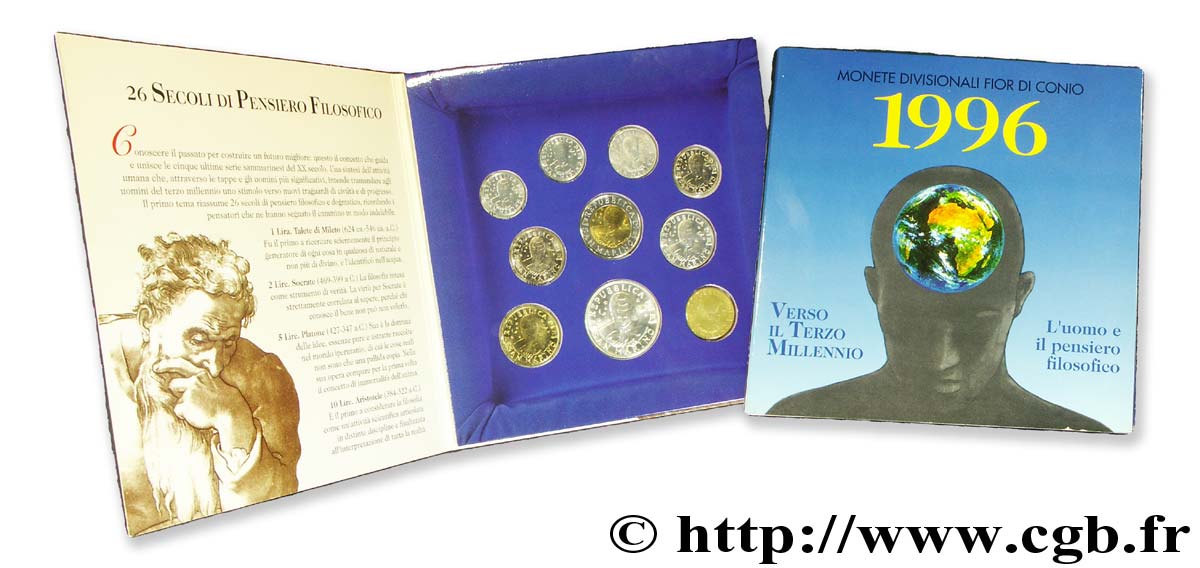 SAN MARINO Série FDC de 10 monnaies sur le thème des philosophes 1996  MS 