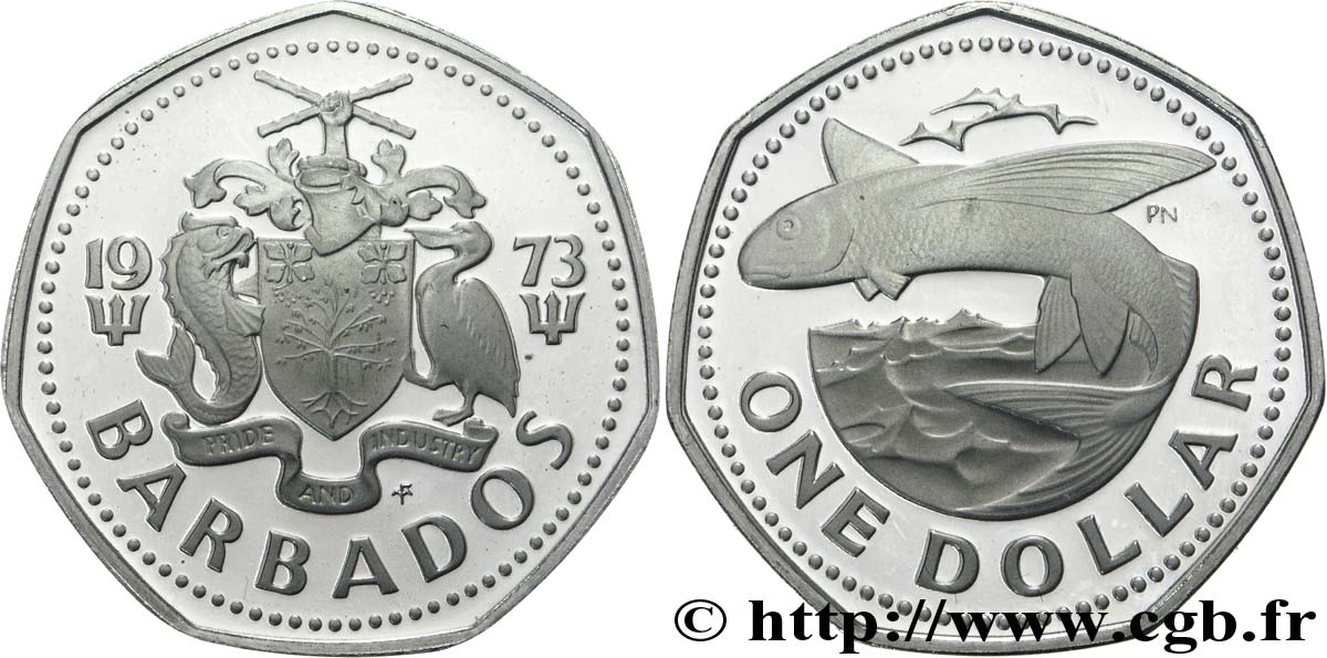 BARBADOS 50 Cents emblème / poisson volant 1973  MS 