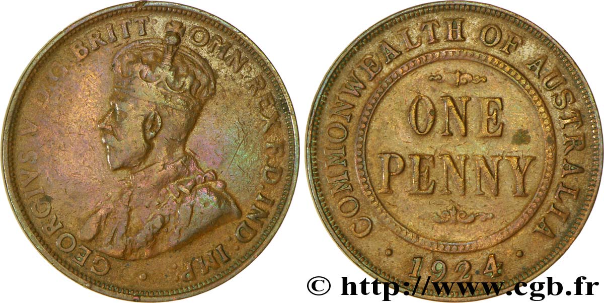 AUSTRALIA 1 Penny Georges V 1924  BC+ 