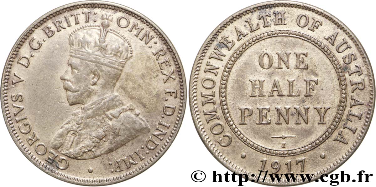 AUSTRALIA 1/2 Penny Georges V 1917 Calcutta AU 