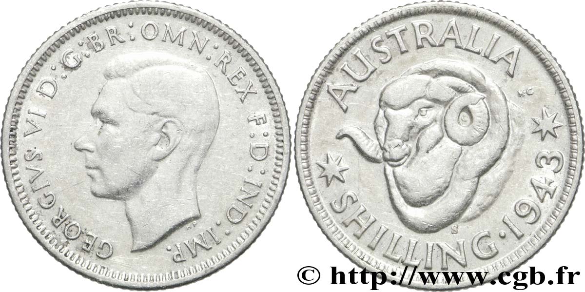 AUSTRALIA 1 Shilling Georges VI / bélier 1943 Sydney - S MBC+ 