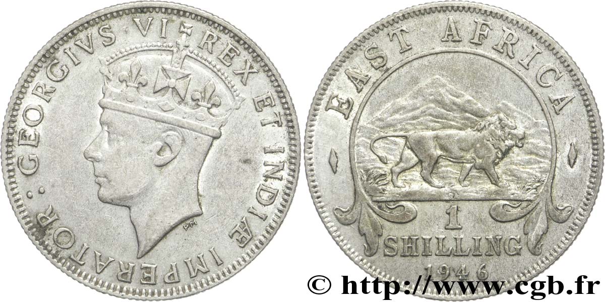 ÁFRICA ORIENTAL BRITÁNICA 1 Shilling Georges VI / lion 1946 Pretoria MBC 