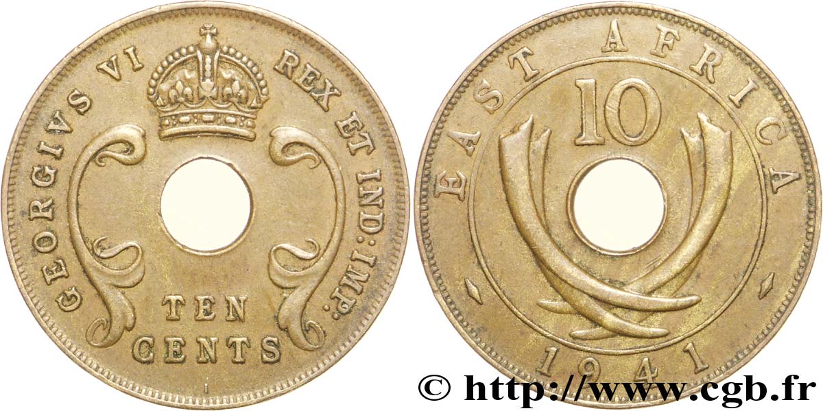EAST AFRICA (BRITISH) 10 Cents frappe au nom de Georges VI 1941 Bombay - I AU 