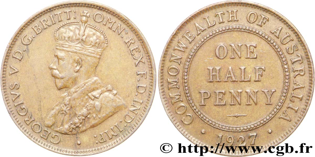 AUSTRALIA 1/2 Penny Georges V 1927 Melbourne EBC 