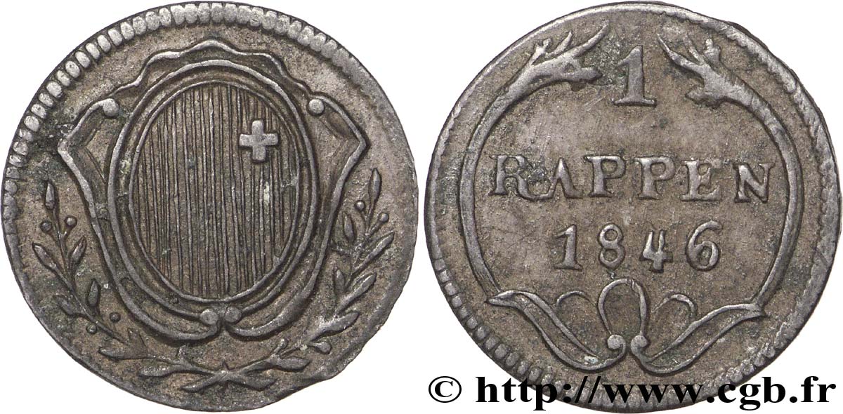 SWITZERLAND - cantons coinage 1 Rappen - Canton de Schwyz 1846  AU 