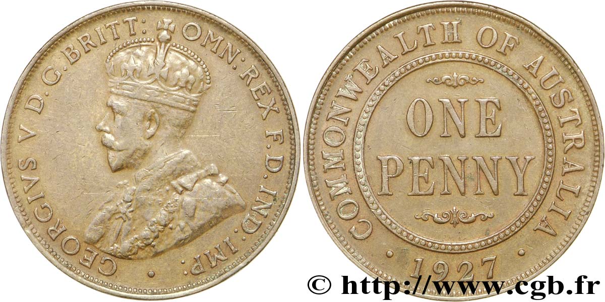 AUSTRALIE 1 Penny Georges V 1927 Melbourne TTB 