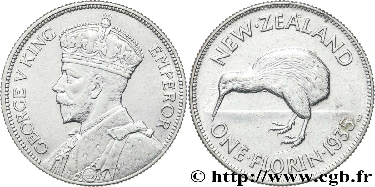 NEW ZEALAND 1 Florin Georges V / kiwi 1935  AU 