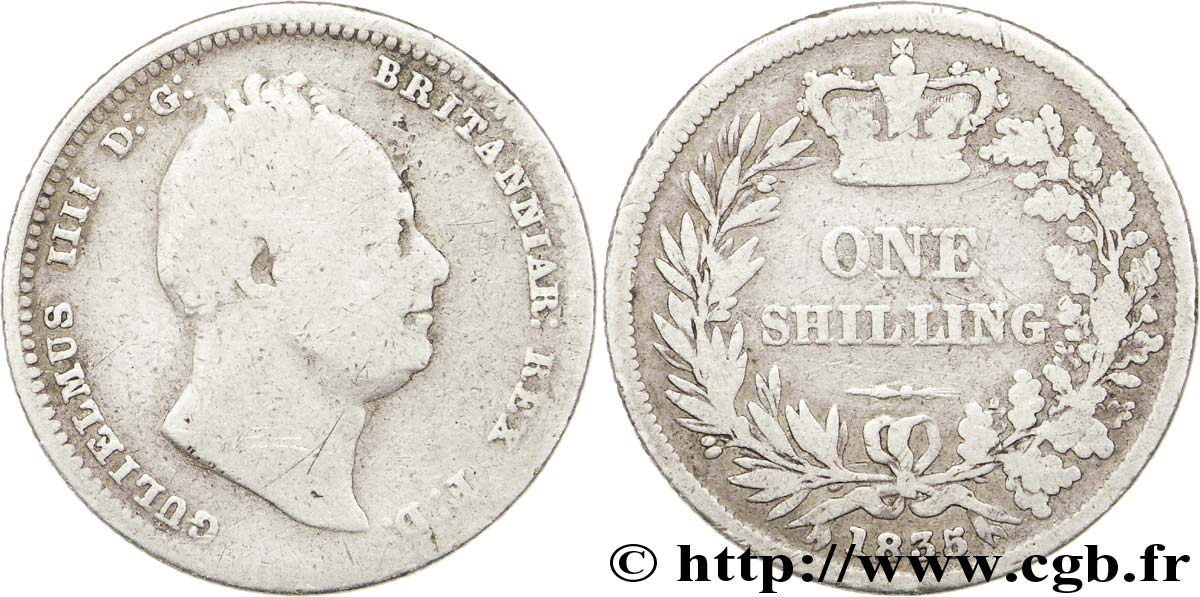 UNITED KINGDOM 1 Shilling Guillaume IV 1835  VF 