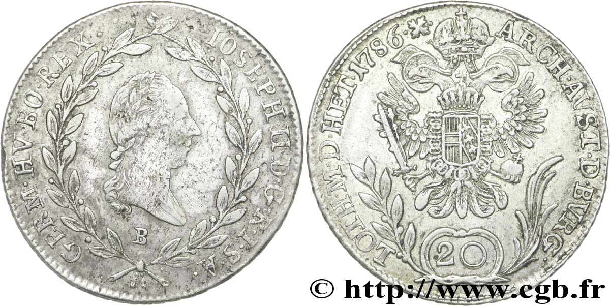 AUSTRIA 20 Kreuzer Joseph II / aigle bicéphale 1786 Kremnitz - B XF 