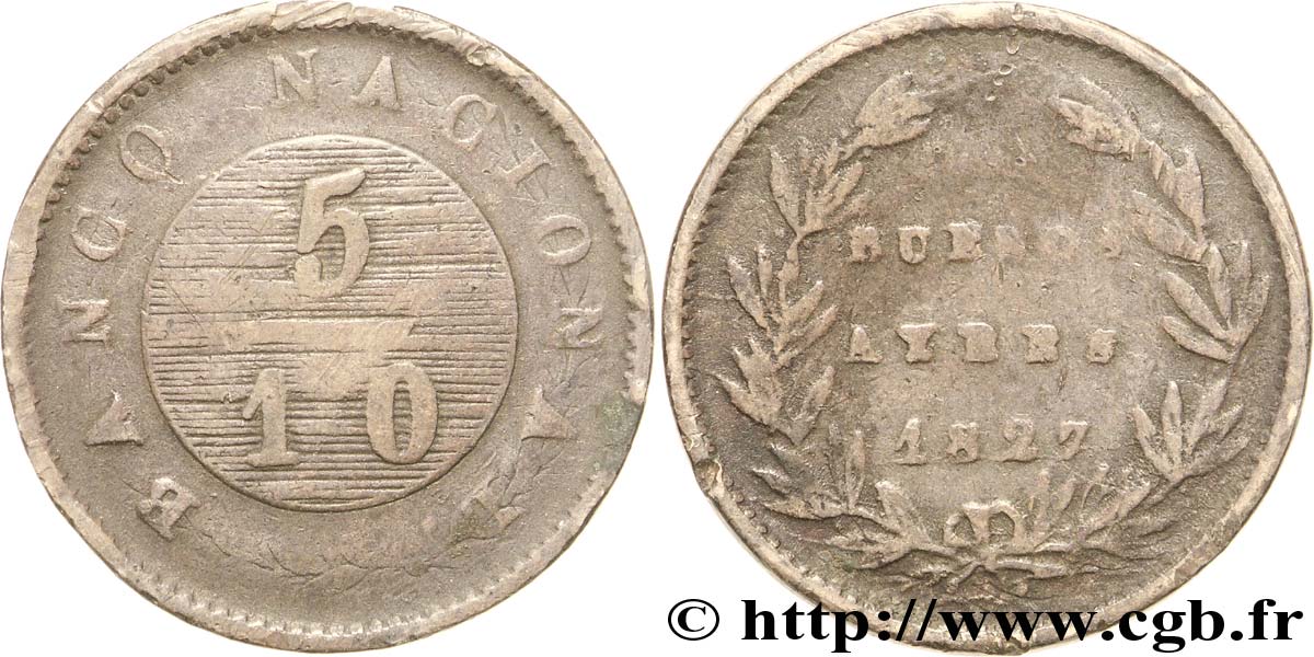 ARGENTINA 5/10 Real Province de Buenos Aires 1827  RC+ 