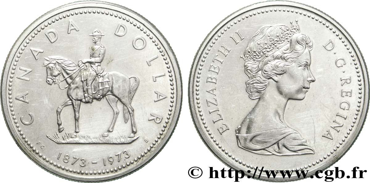 KANADA 1 Dollar Elisabeth II / policier à cheval de la Gendarmerie royale du Canada 1973  VZ 