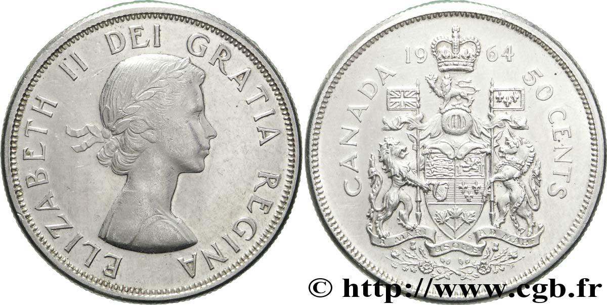 CANADA 50 Cents Elisabeth II 1964  AU 