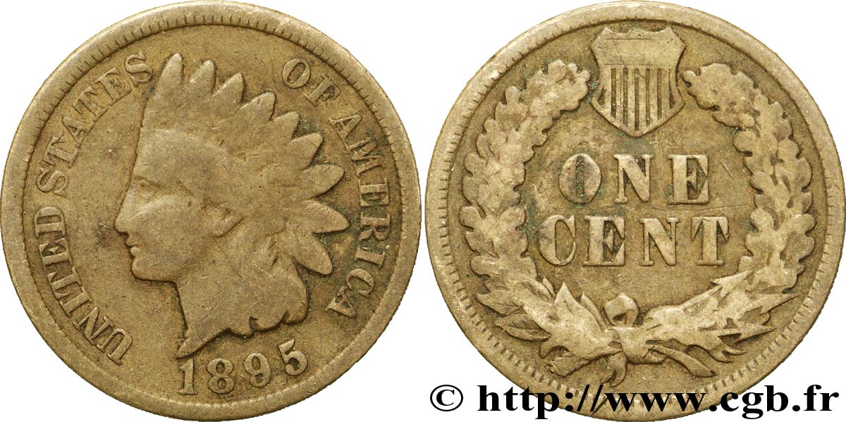UNITED STATES OF AMERICA 1 Cent tête d’indien, 3e type 1895 Philadelphie VF 