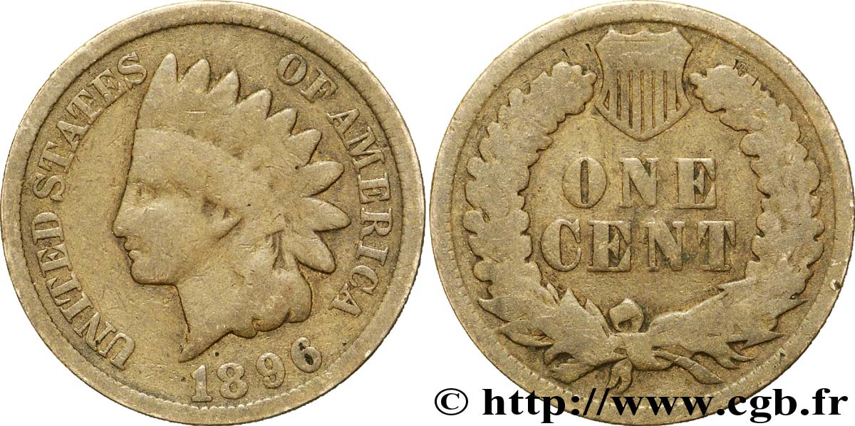 STATI UNITI D AMERICA 1 Cent tête d’indien, 3e type 1896 Philadelphie MB 