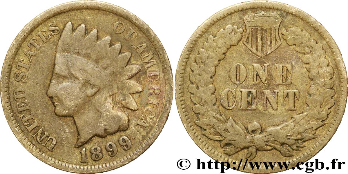 VEREINIGTE STAATEN VON AMERIKA 1 Cent tête d’indien, 3e type 1899 Philadelphie S 