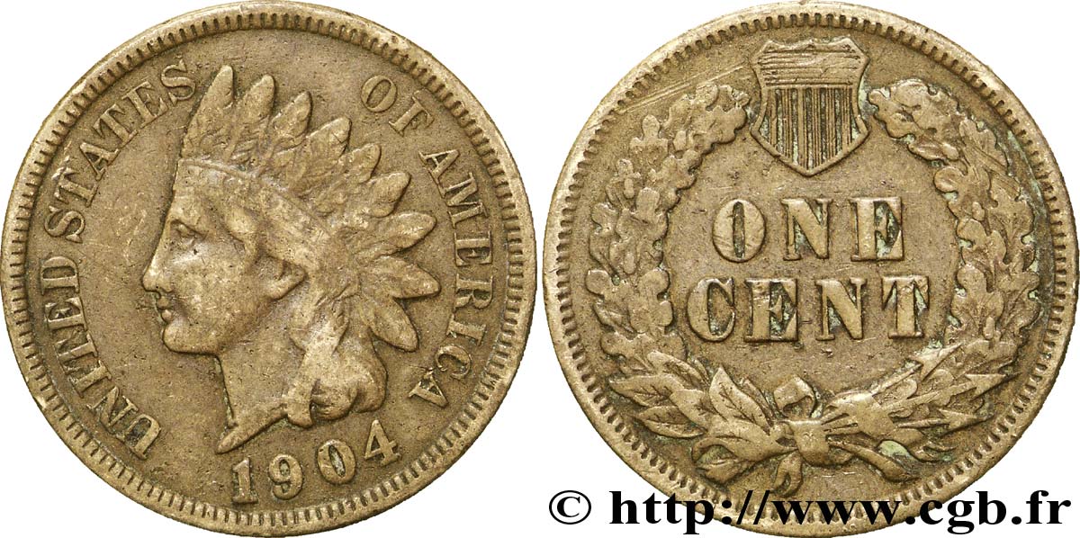 STATI UNITI D AMERICA 1 Cent tête d’indien, 3e type 1904 Philadelphie MB 