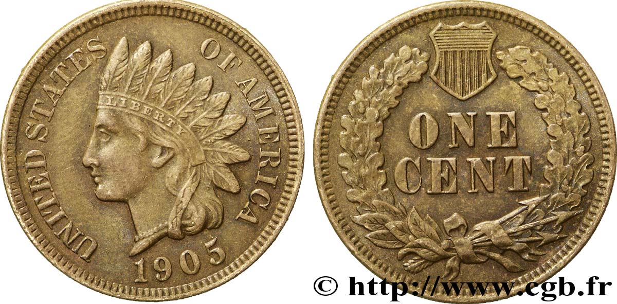 ESTADOS UNIDOS DE AMÉRICA 1 Cent tête d’indien, 3e type 1905 Philadelphie EBC 