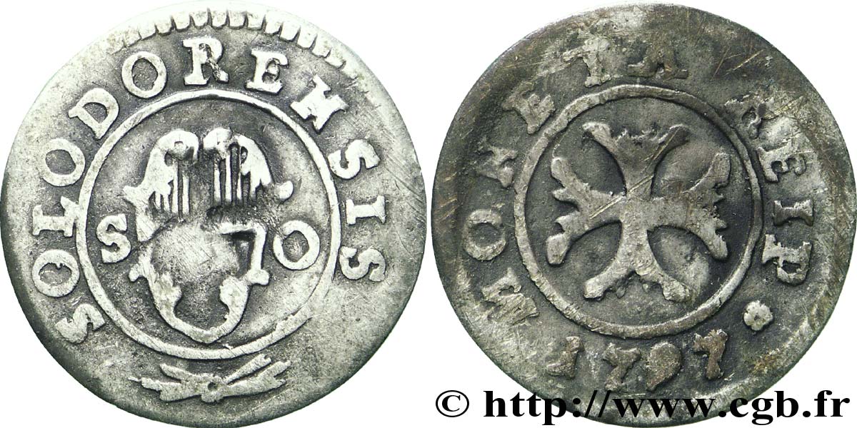 SVIZZERA - CANTONE DE SOLETTA 1/2 Kreuzer (vierer) - Canton de Solothurn 1797  MB 