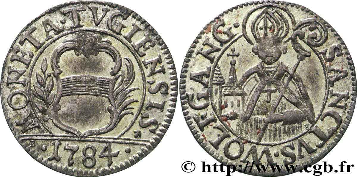 SWITZERLAND - cantons coinage 1 Schilling - Canton de Zoug : armes / St Wolgang 1784  XF 