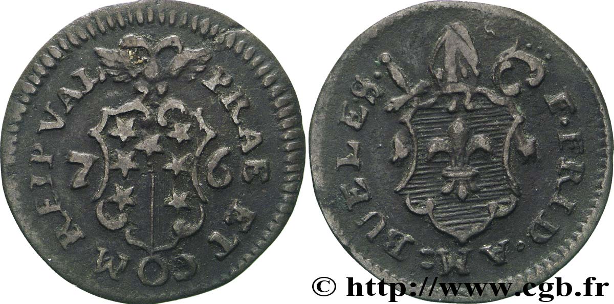 SVIZZERA - monete cantonali 1 Kreuzer canton du Valais (Sitten) frappe au nom de l’évêque François-Joseph-Frédéric Ambuel 1776  q.BB 